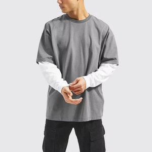 Camiseta unisex de algodón 100% de doble capa de manga larga personalizada de alta calidad con patrón de personaje de cuello bordado camiseta de hombre al por mayor - Product Image 5