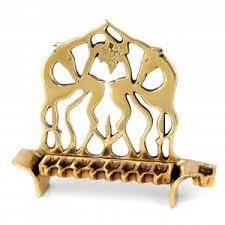 menorah candle stick Stylish Brass Menorah Candle Holder Jewish Hanukkah <b>Lamp</b> Decorative Candle Stand Elegant Home Accent - Product Image 5