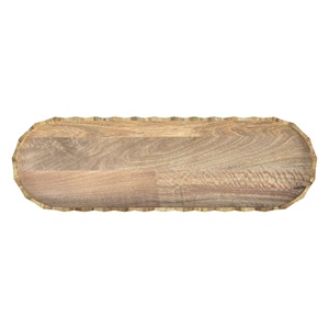 Panneaux géométriques Bois de manguier massif Forme ovale Charme rustique Façade ininterrompue Portes avec étagères Table console en bois naturel - Product Image 4