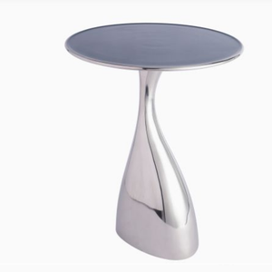 Table d'appoint en métal fini brillant de style moderne Table d'appoint ronde de coin de salon à motif Mobilier pour maison, hôtel, restaurant, café - Product Image 4