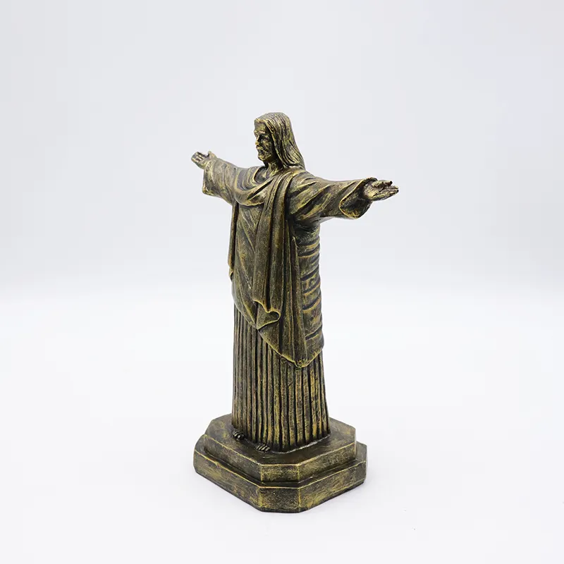 OEM artigianato religioso cattolico decorazione per la casa statua all'ingrosso fatta a mano in resina bronzo figurina scultura di gesu'