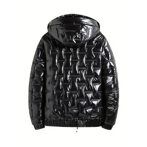 Blouson matelassé décontracté pour homme personnalisé, de haute qualité, à fermeture éclair, à capuche, chaud, épais, brillant, pour l'automne et l'hiver, AFS-PJ-011 - Product Image 2