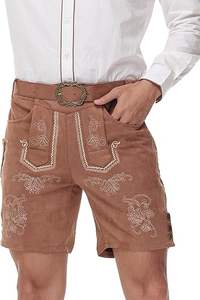 Short Lederhosen traditionnel bavarois pour homme tenue Oktoberfest allemande authentique avec motif brodé - Product Image 4
