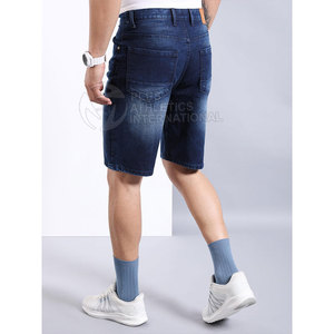 Pantalones cortos vaqueros con estilo para hombre con aspecto lavado y ajuste delgado para uso diario al aire libre Pantalones cortos vaqueros para hombre con botón Fly - Product Image 5