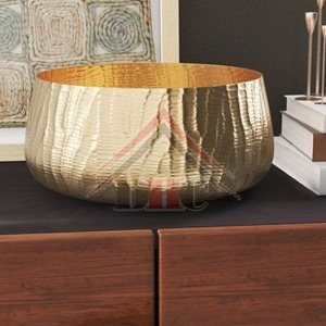 Pot de fleurs rond en laiton martelé doré, grand, de luxe moderne, pour décoration intérieure, maison, hôtel, support pour plantes succulentes - Product Image 1