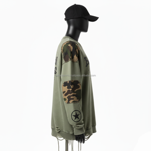 <b>Women</b> Oversize Sweatshirt Cotton <b>Fleece</b> <b>Green</b> Shoulder Sleeve Panels Custom Logo Heat Transfer <b>Women</b> breathable Sweatshirts - Product Image 3