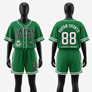 Premium 180 GSM polyester baseball jersey and short set white black pinstripe breathable custom logo athletic fit Women's Sets - Product Image 2