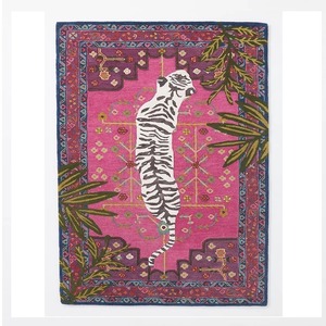 Elegante diseño de tigre de Bengala, lana de Nueva Zelanda con mechones a mano, antideslizante, ecológico, para mascotas, juego de alfombras con respaldo de yute suave - Product Image 1