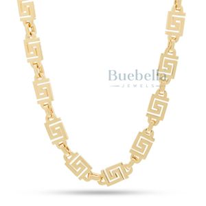 14K oro blanco y Plata de Ley 925 10mm Iced Greek Key Hip Hop Chain para hombres Moissanite Jewelry - Product Image 6