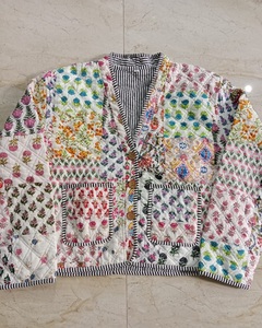 Manteau matelassé à motif patchwork pour femmes, veste d'hiver faite à la main en coton de style indien, nouvel arrivage - Product Image 2