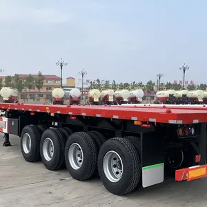 Flat Bed Trailer Heavy Duty 40 Feet Flat Bed 4 Axles 20 Ft 40 Ft 50 Ft 60 Ft Container Semi Truck Flatbed Trailer