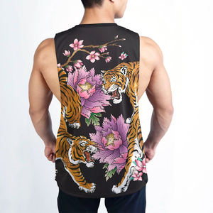 2026 Wholesale High Quality Printed Knitted Sleeveless Tank Top for <b>Men</b> Crew Neck <b>Black</b> White Red Summer Wear Bodybuilding OEM - Product Image 3