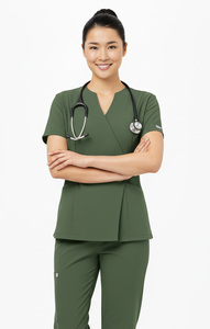 Haut et pantalon de gommage médical pour femmes, tissu doux, design professionnel, idéal pour les cliniques, les hôpitaux, les ensembles de gommage en coton spandex - Product Image 4