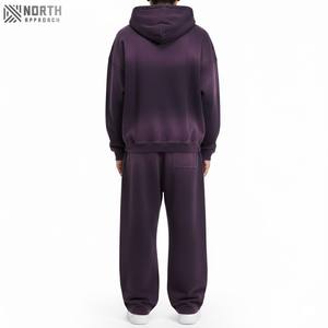 Streetwear personnalisé sweat à capuche et pantalon de survêtement à fermeture éclair ensemble survêtements délavés au soleil éponge française 100% coton surdimensionné survêtements unisexe - Product Image 2