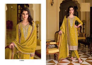 El último trabajo pesado de Chinnon y bordado Kurti con bordado de pantalón Dupatta - Product Image 2