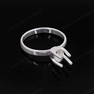 Superb Genuine 925 Sterling Silver 4 Prong Setting 4x8mm Forma ovalada Semi-Mount Anillo de ajuste en blanco para mujeres Joyería de recuerdo - Product Image 1