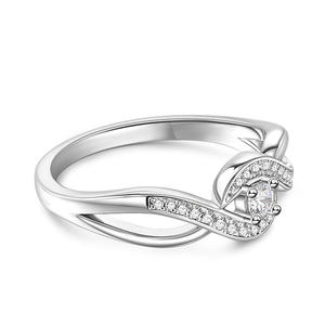 Anillo de Compromiso Jeulia de Plata de Ley con Moissanita, Diseño Infinito Trenzado, Joyería Geométrica Delicada - Product Image 2