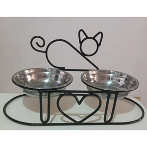 Great Quality Elevated <b>Dog</b> Bowl Diner Iron Stand With Stainless Steel Pet Feeder Bowls Feeding Station For <b>Dogs</b> And Cats On Sale - Product Image 3
