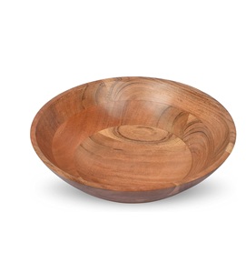 Bol de service en bois d'acacia, bol à fruits, amical et parfait pour la salade, les légumes et les fruits, bol à salade simple (10 "x 10" x 3 ") - Product Image 1