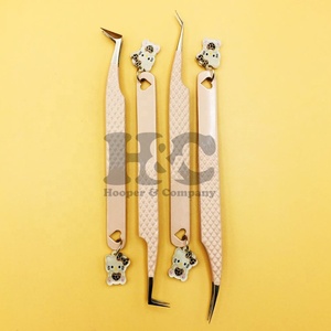 Pince à épiler pour extensions de cils en acier inoxydable, durable, pointe fine, 90 degrés, anti-magnétique, logo personnalisable, durable, charme, vison - Product Image 2