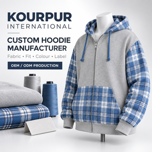 Sweat à capuche streetwear surdimensionné en polaire épaisse à carreaux et patchwork pour homme, personnalisable avec logo OEM - Product Image 6