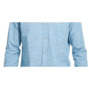 Camicia Vintage Blu in Popeline con Colletto per Uomo, Traspirante e Resistente alle Intemperie, Stile Western per Primavera, Casual, Taglia Piccola, ODM - Product Image 3