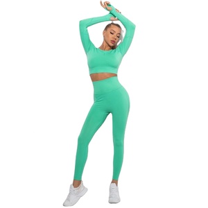 Conjunto de Yoga de compresión adelgazante elástico para mujer personalizado de la más alta calidad suave ligero transpirable ajuste activo para mujer - Product Image 6