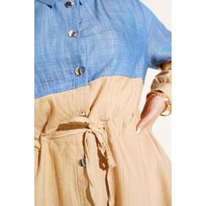 เดนิมแต่งอุโมงค์ติดกระดุมชุด2ชิ้นสีเบจ - Product Image 3