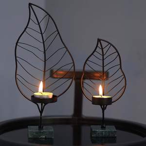 Modern Design Handmade Metal <b>Candle</b> Pillar Holder Set New Designing Christmas Ornament with Marble Base 2 Different Sizes - Product Image 2