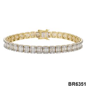 สร้อยข้อมือเทนนิสชุบโรเดียมสีเหลืองทอง14K เหนือกาลเวลาประดับด้วยเพชร6.62CTW ทรงกลมเจียระไน - Product Image 2
