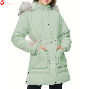 High Quality Women's <b>Winter</b> Parka Hooded <b>Thick</b> Warm Long Breathable Knitted Coated 100% Polyester <b>Coats</b> - Product Image 1