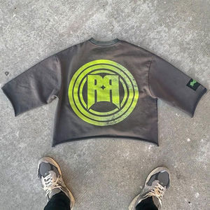 Personalizado pesado 100% algodón desgastado Vintage ácido lavado para hombre pesado 300 Gsm camiseta gráfica recortada Boxy camiseta de gran tamaño - Product Image 3