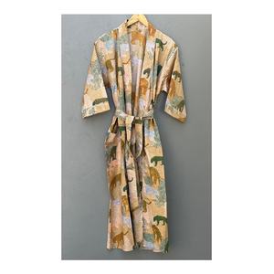 Bata Kimono de Algodón de Lujo para Mujer, Estampado Floral Indio, Bata de Verano Suave Tejida, Ropa de Descanso Diaria, Talla Única, ODM - Product Image 2