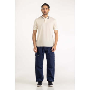 Chemise de golf pour homme, coupe classique, en tricot extensible, infroissable, avec broderie rayée, manches courtes, respirante, 180g, devant - Product Image 6