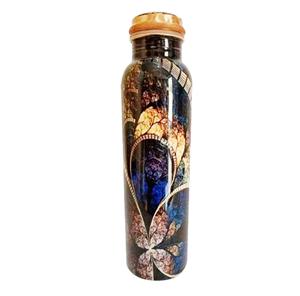 Botella de agua impresa de lujo de cobre Botella de agua en línea Regalo hecho a mano personalizado Producto indio hecho a mano - Product Image 1