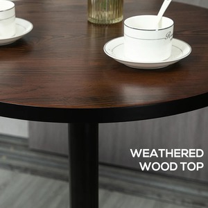 Table basse ronde moderne et écologique avec cadre en acier vieilli, brun noir, pour la maison, la cuisine, la salle à manger et le bar à domicile - Product Image 4