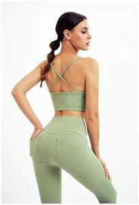 Ensemble de soutien-gorge et Legging personnalisé sans couture, taille haute, couleur unie, Yoga, pantalon, Legging, entièrement Sublimation, 100% - Product Image 3