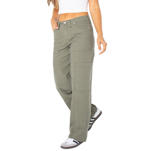 Pantalones casuales con múltiples bolsillos para mujer, estilo de moda callejera, pantalones vaqueros de mezclilla de pierna ancha vintage de gran tamaño, pantalones cargo holgados, pantalones para mujer - Product Image 2