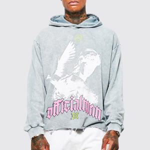 Custom <b>Hoodies</b> <b>Oversized</b> Cotton Blended Custom <b>Hoodies</b> Latest Dove Graphic Acid Wash Breathable Design Factory Price Basics - Product Image 1