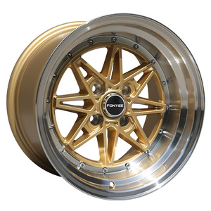 Velg Mobil Fonyee High End 15 Inch 4x100 Trim Emas Perak Dua Bagian Lepas Pasang Bahan Aluminium Alloy untuk Upgrade Mobil Penumpang - Product Image 1