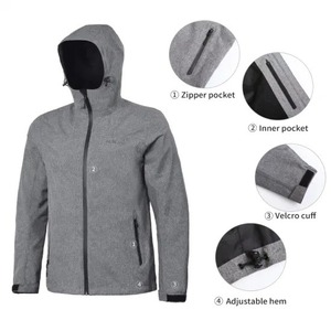 Chaqueta de lluvia cortavientos con capucha de alta calidad para hombres Lona acolchada ligera con cuello alto transpirable y recubierto - Product Image 3