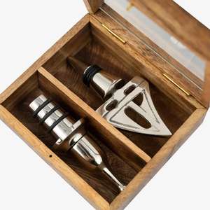 Idées cadeaux Bouchon de bouteille de vin décoratif en forme de yacht Boîte en bois transparente Emballage Bouchon de bouteille décoratif Sans danger pour les aliments - Product Image 2