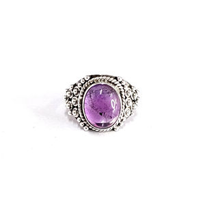 4.2 Gram Amethyst Fashion <b>Ring</b> Trendy 18K Gold Plated Bezel <b>Set</b> with Cut Diamond Shape Gift with Natural Gemstones - Product Image 1