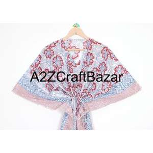 Eco Friendly 100% Pure Cotton Bodycon Short Sleeve <b>Kaftan</b> Dress <b>Women</b> Boho Floral Washable Beach Wear Summer Casual - Product Image 5