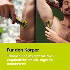 Afeitadora eléctrica Philips OneBlade Authentic para rostro y cuerpo, 3 x 360 cuchillas, 4 x peines para barba (1, 2, 3, 5 mm), 1 x juego de accesorios para el cuerpo, QP2834/31 - Product Image 4