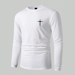 T-shirts pour hommes personnalisés en coton 100% à manches longues, de haute qualité, à la mode, vente en gros à bas prix, t-shirt personnalisé - Product Image 1