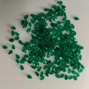 Pierre précieuse en onyx vert naturel, taille poire 5x3 mm, qualité supérieure, pierre brute pour la fabrication de bijoux - Product Image 3