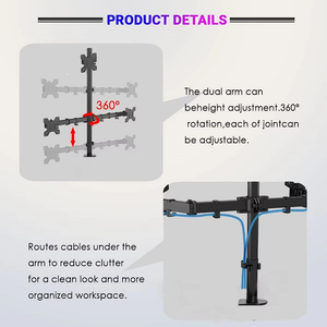 Bras robuste à cinq écrans avec bras fixes entièrement réglables pour une productivité ultime et une disposition d'affichage ergonomique - Product Image 3