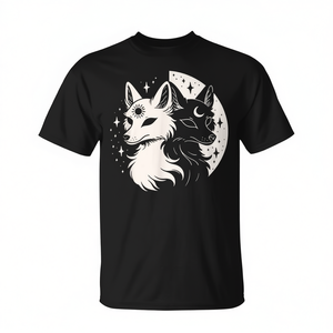 T-shirt Fox Spirit Celestial Moon, motif Lune, Renards, Nuit, Soleil, Étoiles, pour les promotions Jour, Nuit, Soleil - Product Image 2