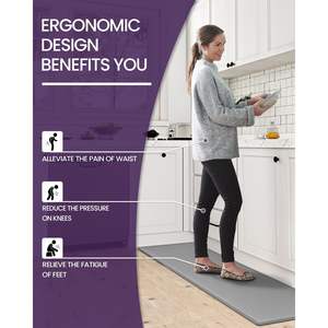 Tapis de sol anti-fatigue multicouche personnalisé en PVC, simili cuir, mousse SBR, style bohème, absorbant les chocs, ensemble de tapis de cuisine - Product Image 5